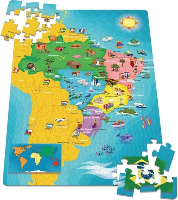 Mapa do Brasil - Quebra-Cabeça 100 peças